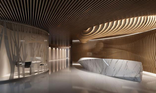 辦公室前臺裝修設(shè)計的效果圖