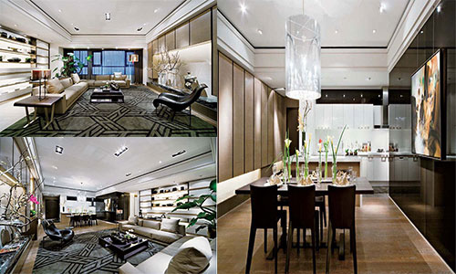 廚房、餐廳、客廳的效果圖
