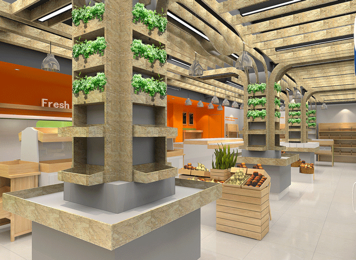 200平方米水果店整體區(qū)域裝修設(shè)計案例效果圖