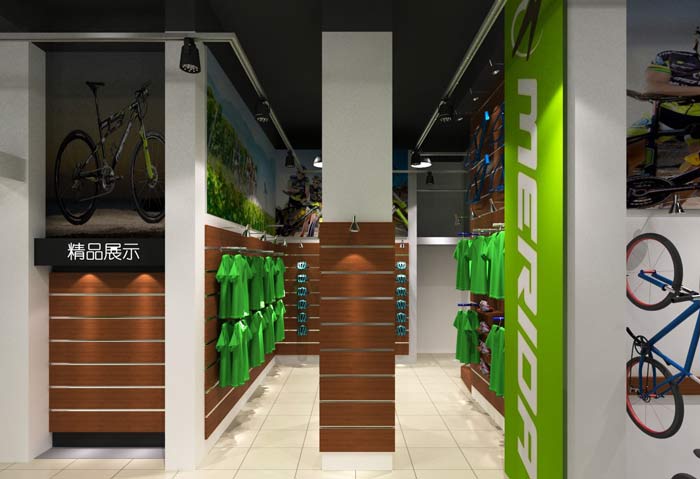 潮流、時(shí)尚自行車店精品展示區(qū)域裝修設(shè)計(jì)案例效果圖