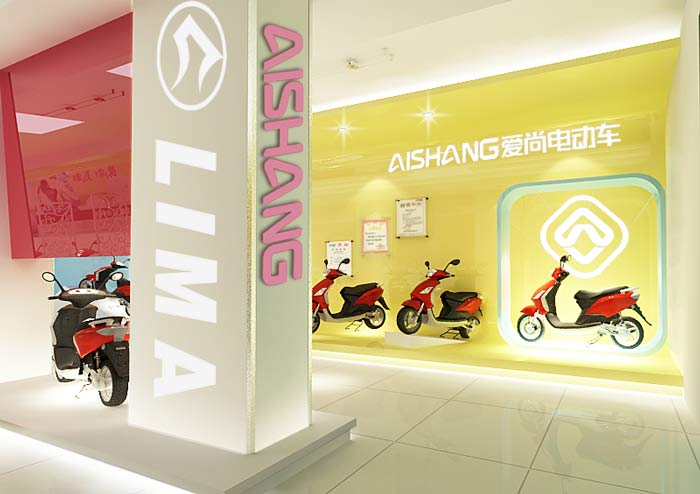 電動(dòng)車銷售展示中心、店面背景墻裝修設(shè)計(jì)案例效果圖