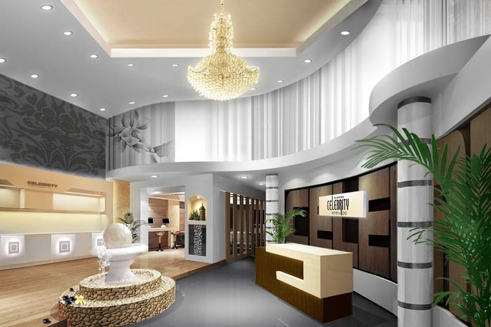 時尚養(yǎng)生館會所前臺裝修設(shè)計案例效果圖