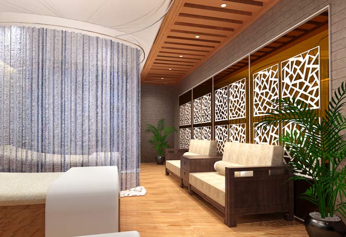 時尚養(yǎng)生館會所輕紗幔帳環(huán)抱裝修設(shè)計案例效果圖