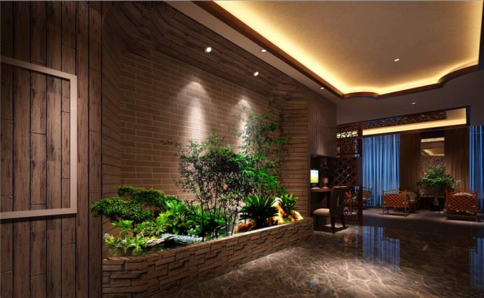 美容SPA生活館會所走廊裝修設計案例效果圖