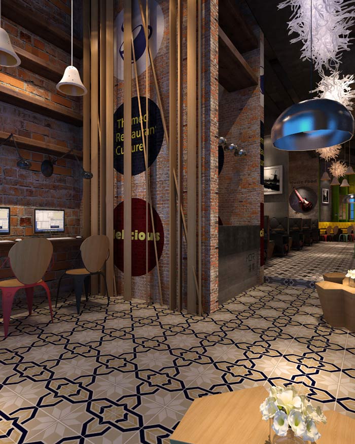 茉莉主題餐廳電腦區(qū)域裝修設計案例效果圖