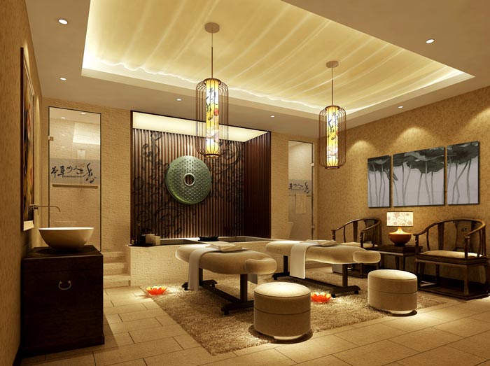 現(xiàn)代、古典混搭美容院按摩房裝修設(shè)計案例效果圖