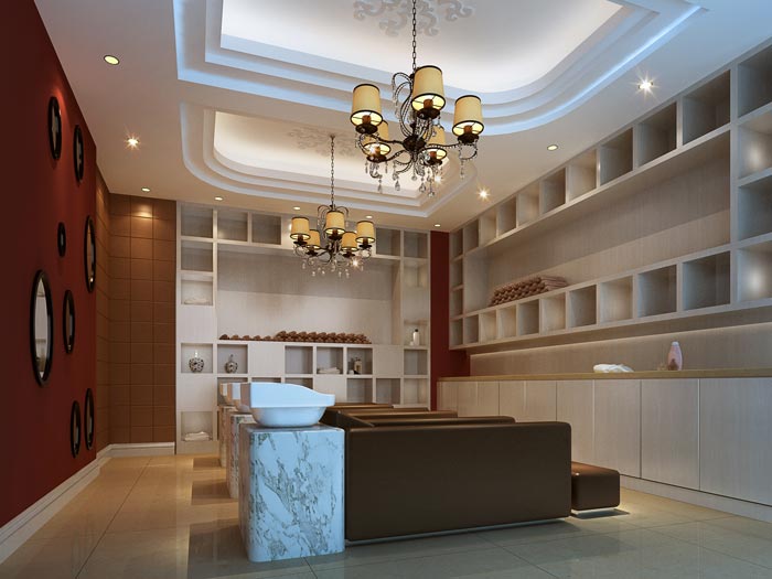 現(xiàn)代、古典混搭美容院洗頭區(qū)域裝修設(shè)計案例效果圖