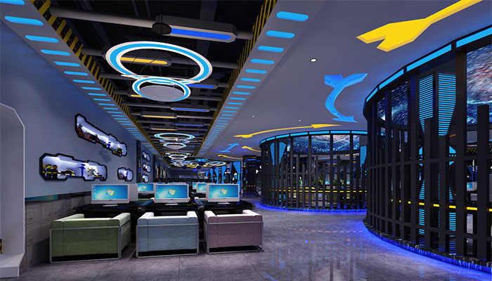 神秘星空網咖對戰(zhàn)區(qū)域裝修設計效果圖