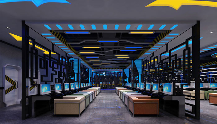 神秘星空網咖對戰(zhàn)區(qū)域裝修設計效果圖