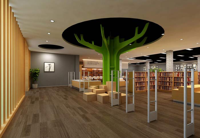 學(xué)習(xí)型咖啡廳圖書館整體空間區(qū)域裝修設(shè)計案例效果圖