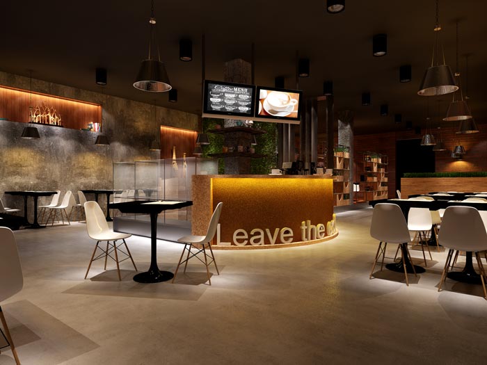 杭州創(chuàng)意工業(yè)風(fēng)咖啡廳前臺裝修設(shè)計(jì)案例效果圖