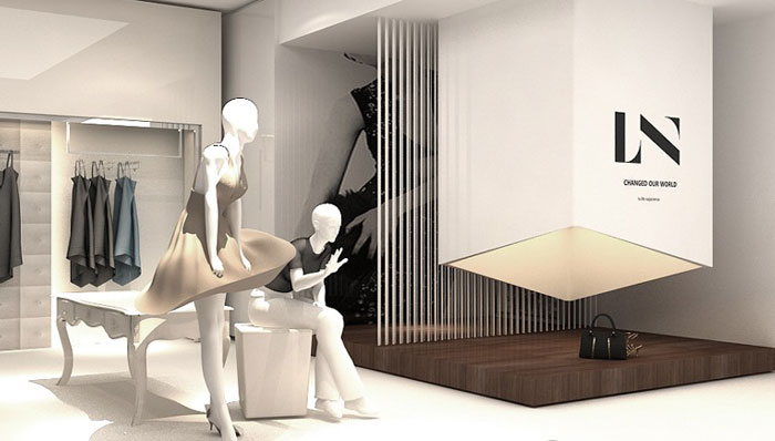 意大利女裝專賣店柜臺區(qū)域裝修設計案例效果圖