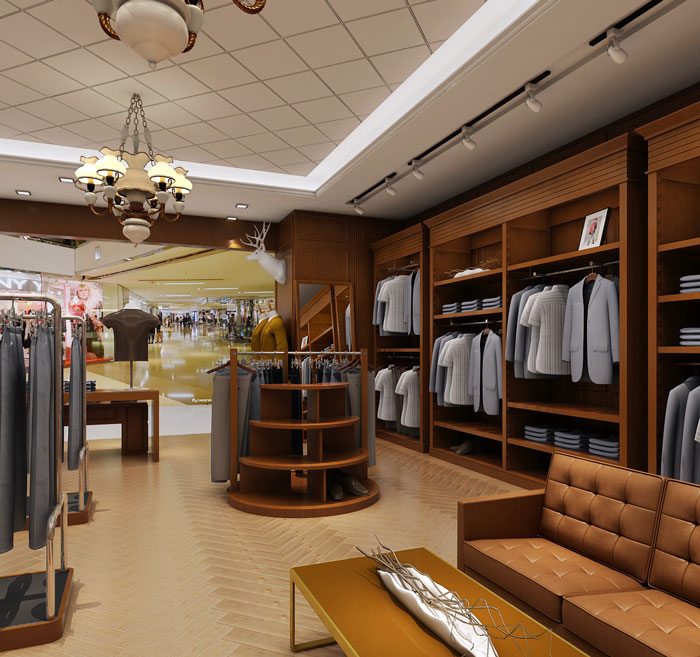 歐式男裝專賣店整體區(qū)域裝修設(shè)計(jì)案例效果圖