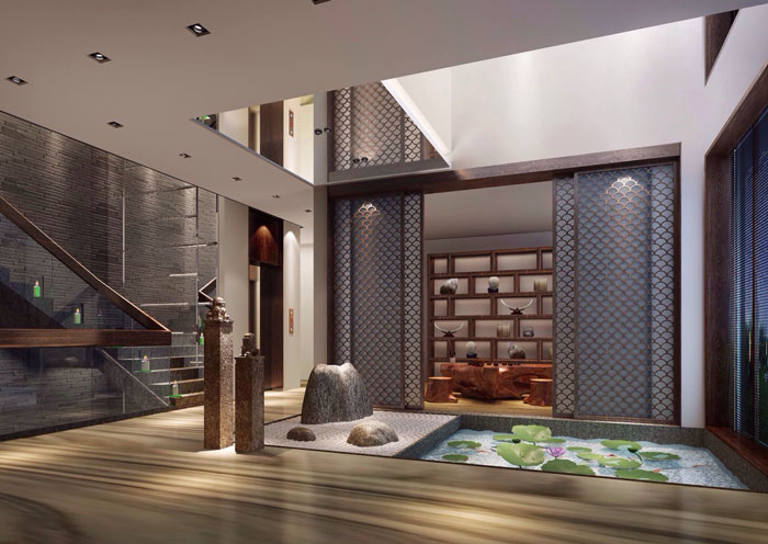 現(xiàn)代、中式混搭私人會所裝修設計案例效果圖