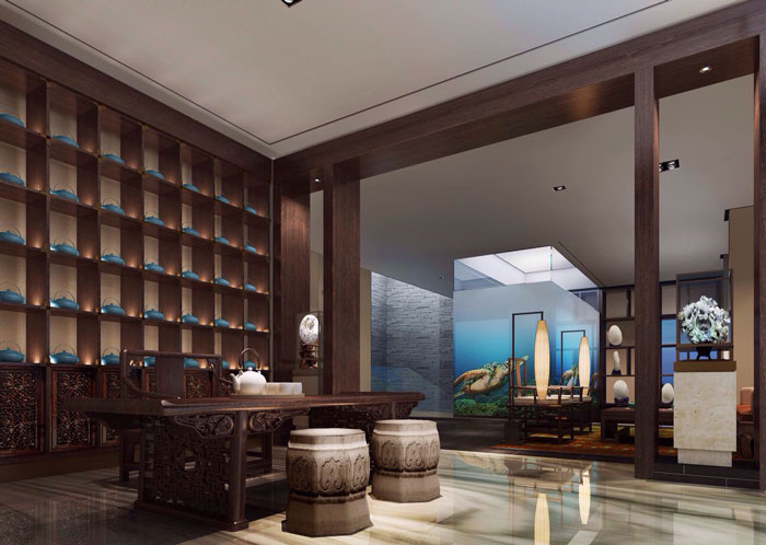 現(xiàn)代、中式混搭私人會所展示區(qū)域裝修設計案例效果圖