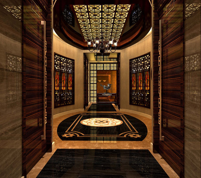 簡潔、大氣中式餐廳過道裝修設(shè)計案例效果圖