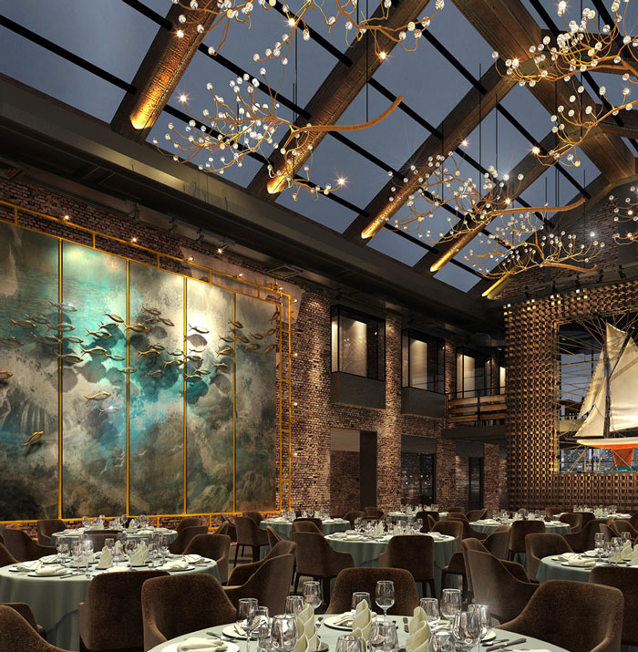 自然、素樸的餐廳就餐區(qū)域裝修設(shè)計(jì)方案效果圖