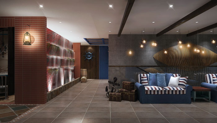 異域風(fēng)格的餐廳前臺休息區(qū)域裝修設(shè)計(jì)方案效果圖