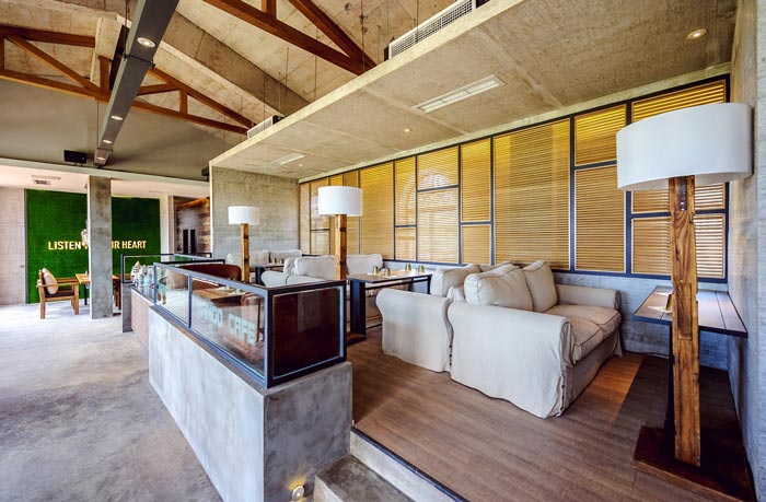 340平方工業(yè)風與LOFT風格相結(jié)合的餐廳前臺過道設(shè)計效果圖