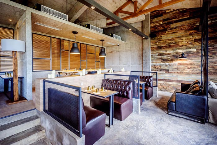 340平方工業(yè)風與LOFT風格相結(jié)合的餐廳走廊設(shè)計效果圖