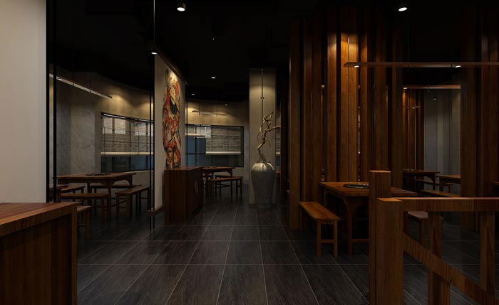 返璞歸真、回歸自然的健康飲食餐廳背景墻設(shè)計案例效果圖