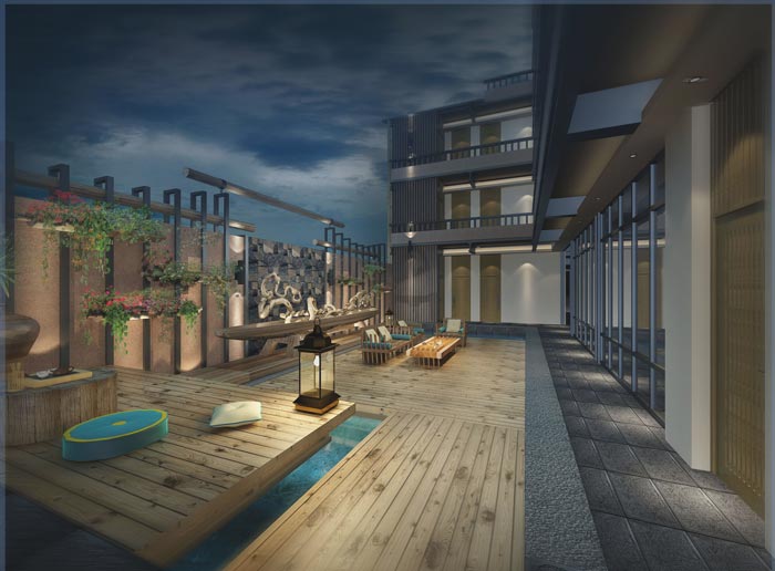 主題概念酒店庭院裝修設(shè)計案例效果圖