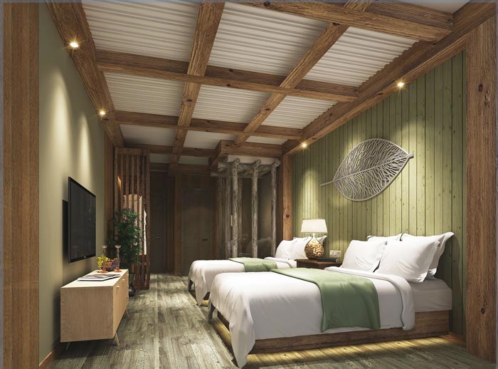 主題概念酒店綠葉客房裝修設(shè)計案例效果圖