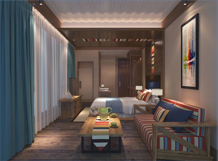 主題概念酒店單人客房裝修設(shè)計案例效果圖