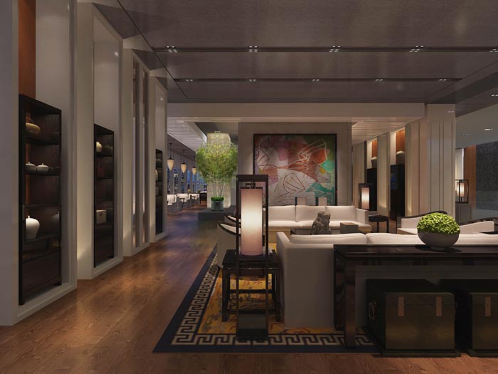 文化傳播精品酒店進(jìn)門區(qū)域裝修設(shè)計案例效果圖