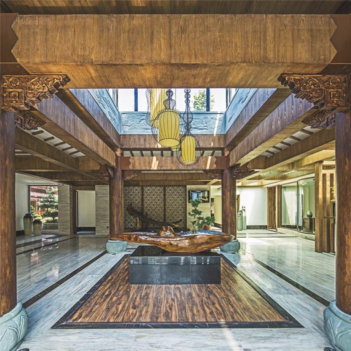 禪文化精品酒店前臺(tái)裝修設(shè)計(jì)案例效果圖