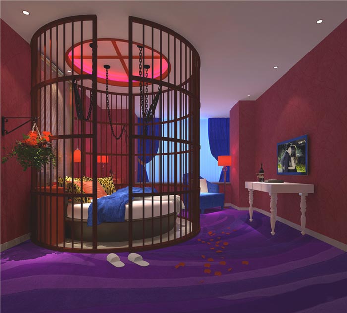 愛(ài)情酒店籠中鳥(niǎo)客房裝修設(shè)計(jì)案例效果圖