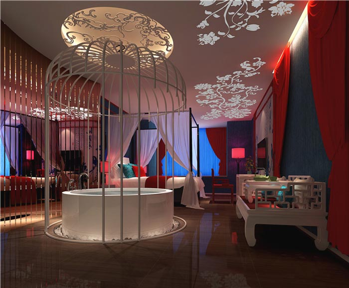 愛(ài)情酒店畫(huà)愛(ài)為牢客房裝修設(shè)計(jì)案例效果圖