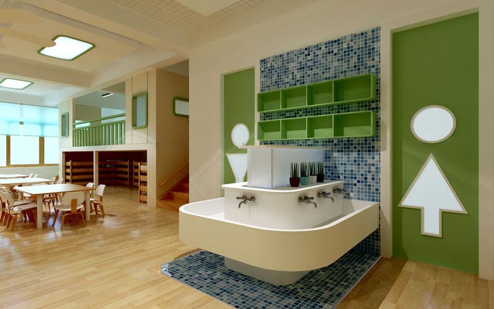 現代簡約幼兒園洗手區(qū)裝修設計案例