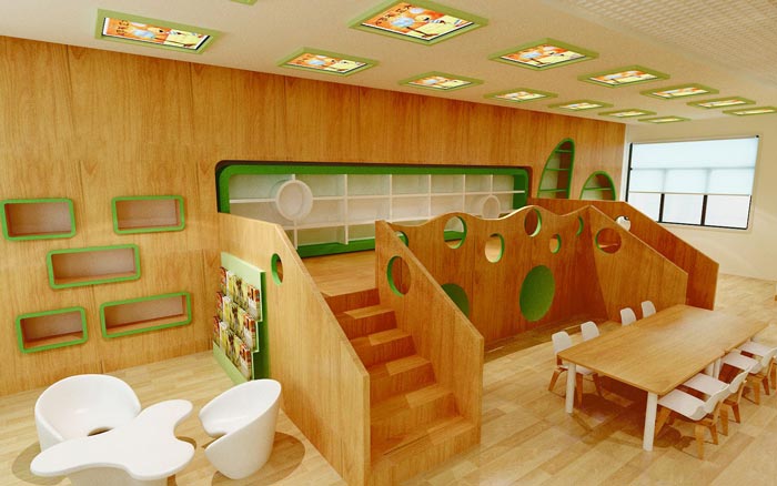 現代簡約幼兒園休息區(qū)裝修設計案例