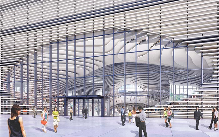 天津濱海圖書館鏡面球體會場設(shè)計效果圖