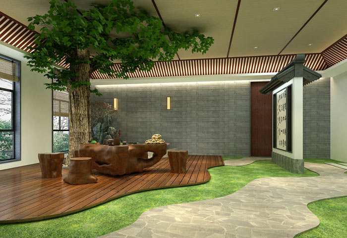 書法培訓機構飲茶區(qū)裝修設計案例效果圖