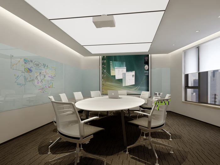 互聯(lián)網(wǎng)媒體辦公室小會議室裝修設(shè)計(jì)案例效果圖