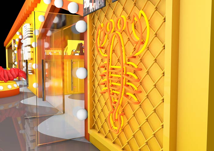 小龍蝦主題餐廳門頭裝修設(shè)計效果圖