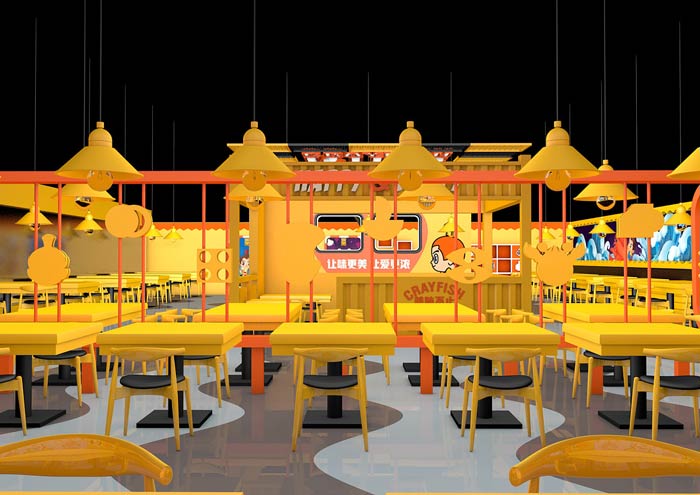 小龍蝦主題餐廳空間裝修設(shè)計效果圖