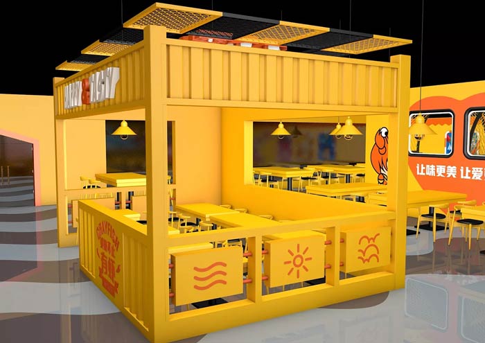 小龍蝦主題餐廳中央裝修設(shè)計效果圖