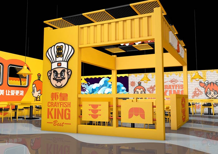 小龍蝦主題餐廳墻繪裝修設(shè)計效果圖