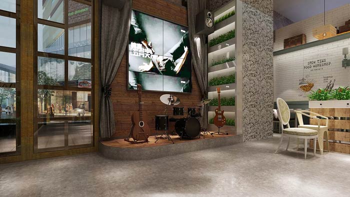 烤魚(yú)燒烤店音樂(lè)區(qū)裝修設(shè)計(jì)效果圖