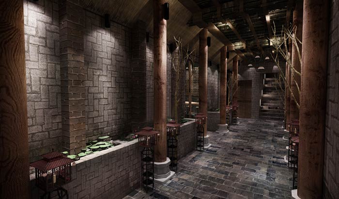 特色燒烤店過道裝修設(shè)計(jì)效果圖