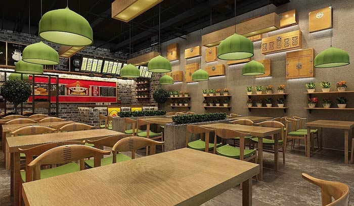 中式快餐店燈飾裝修設(shè)計效果圖