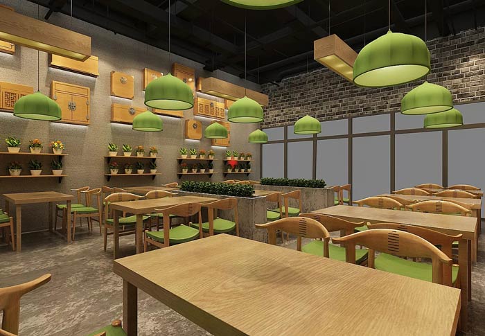 中式快餐店餐桌裝修設(shè)計效果圖