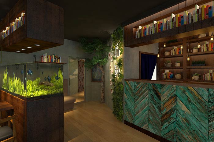 主題咖啡廳進(jìn)門區(qū)裝修設(shè)計效果圖