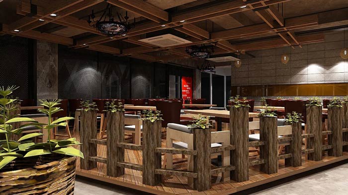 咖啡館柵欄裝修設(shè)計效果圖