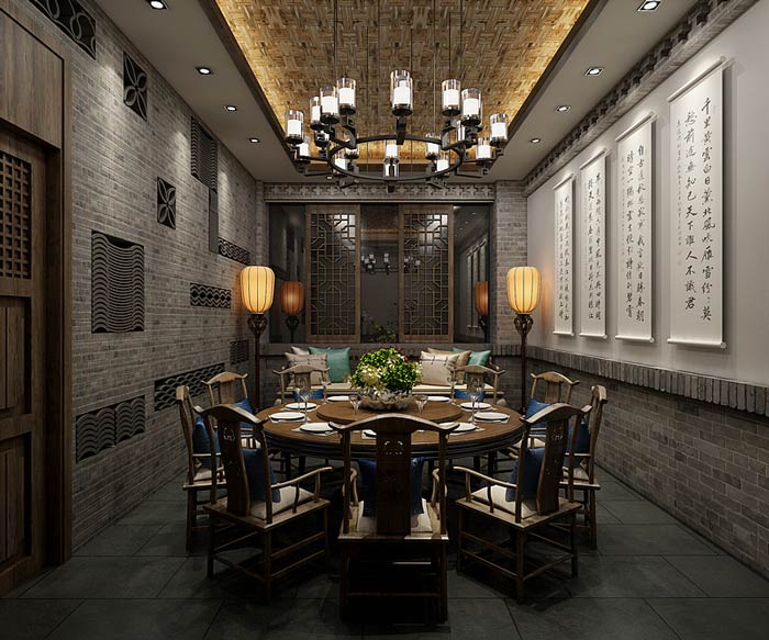 中餐廳包廂設(shè)計效果圖