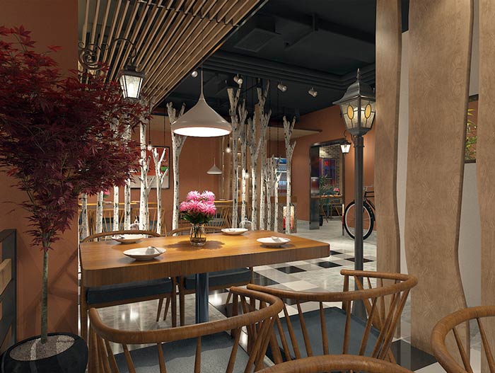 私房菜餐廳局部餐區(qū)裝修設計效果圖