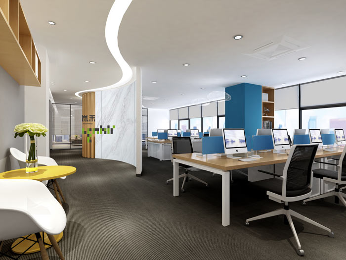 300平方外貿(mào)公司辦公室進(jìn)門(mén)區(qū)裝修設(shè)計(jì)效果圖